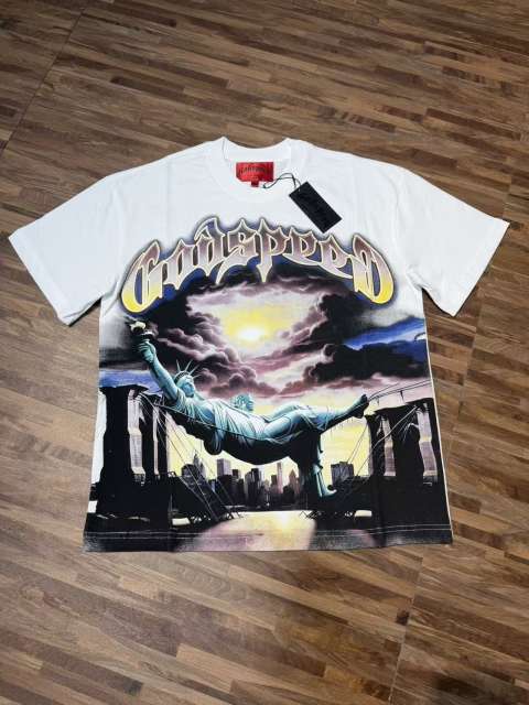 Vintage, laid-back, and free-spirited Goddess gradient letter print T-shirt 29035201