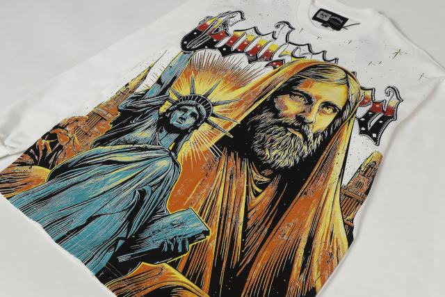 Statue of Liberty Print Washed Version Long Sleeve T-Shirt 2 colors 28691922