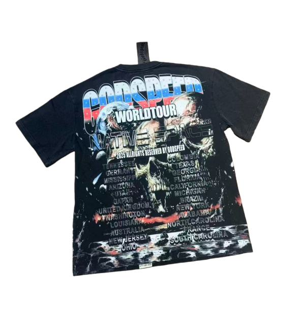 Skeleton World Tour Print Washed Version Tee 2 colors 28696496