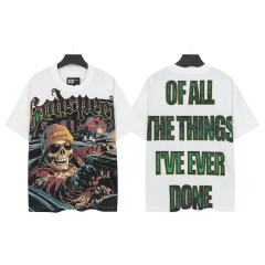 Luxury Car Skeleton Gun Print Washed Version Tee 2 colors 28696500
