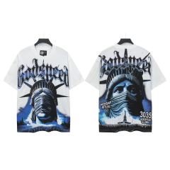 Masked Statue of Liberty Print Washed Version Tee 3 colors 28694019