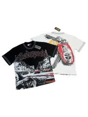 Miami sports car party rhinestone gradient distressed T-shirt 2 colors 29038229