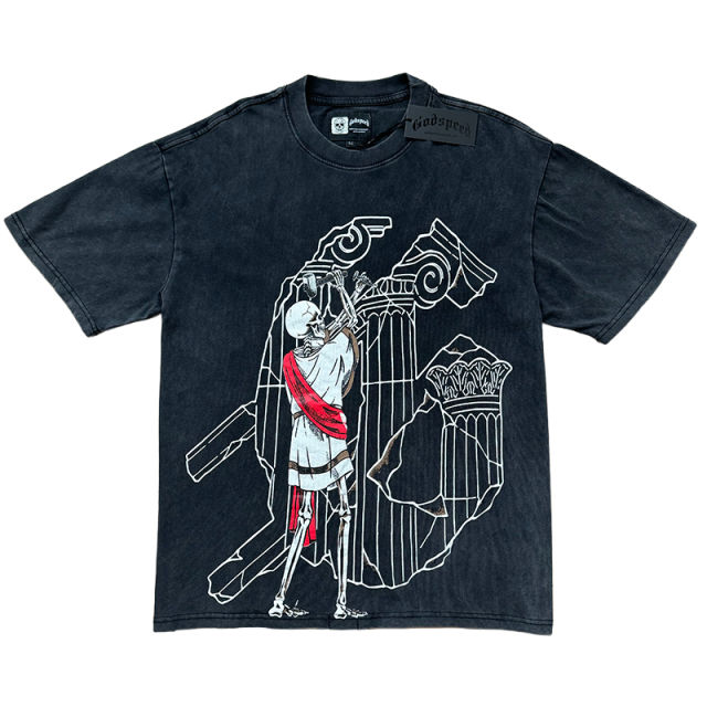 Godspeed Skull Repair Building Print Washed Version Tee 2 colors