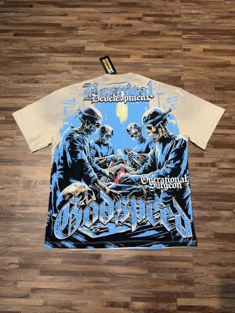 Vintage dark skeleton surgical print ripped and worn T-shirt  29035244
