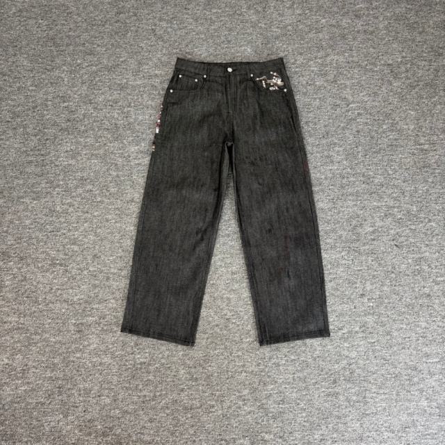 Derschutze Blossom V2 Raw Denim Sakura Embroidery Loose Straight Casual Jeans