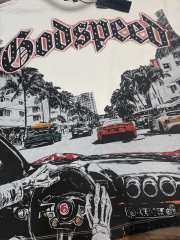 Miami sports car party rhinestone gradient distressed T-shirt 2 colors 29038229