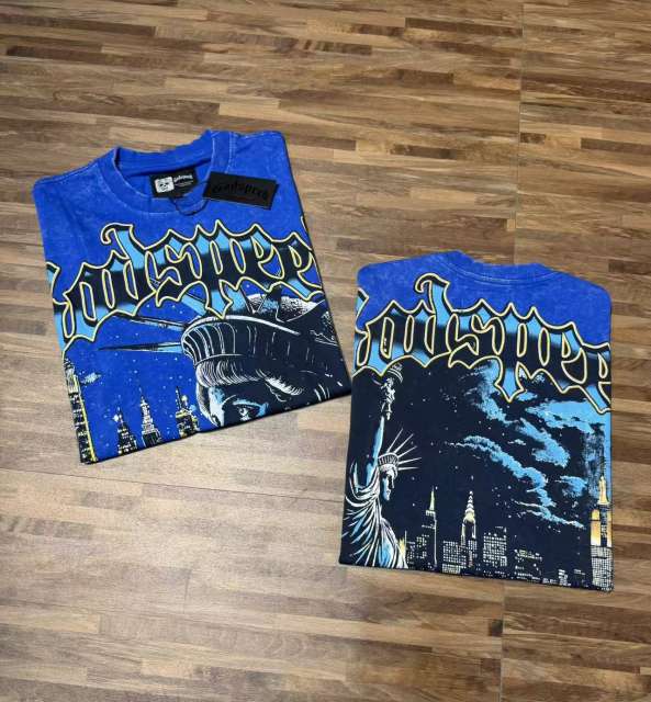 Blue New York night scene with Statue of Liberty vintage washed T-shirt 29035099