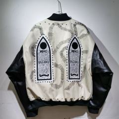WHO DECIDES WAR Gothic Totem Embroidered PU Rhinestone Biker Jacket
