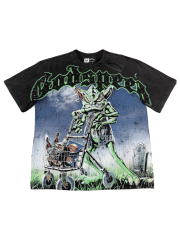 Little Devil  vintage washed printed loose short-sleeved T-shirt 29033480