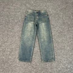 Derschutze Blossom V2 Raw Denim Sakura Embroidery Loose Straight Casual Jeans