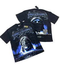 Masked Statue of Liberty Print Washed Version Tee 3 colors 28694019