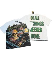 Luxury Car Skeleton Gun Print Washed Version Tee 2 colors 28696500