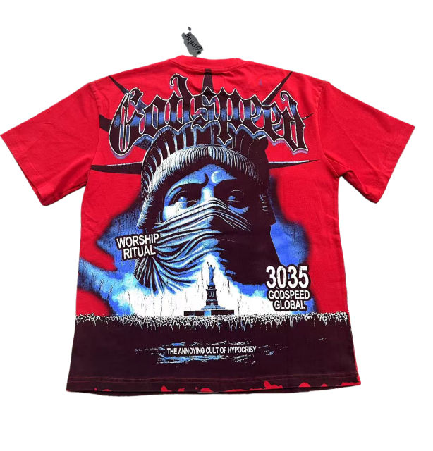 Masked Statue of Liberty Print Washed Version Tee 3 colors 28694019