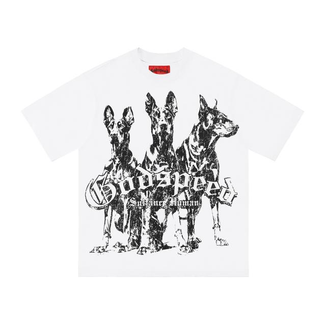 Godspeed Skull Dog Print Tee