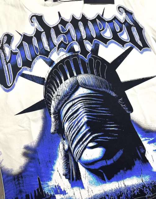 Masked Statue of Liberty Print Washed Version Tee 3 colors 28694019