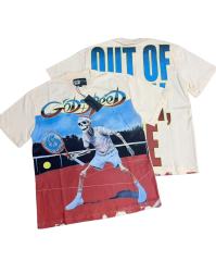 Skeleton Tennis Player Print Washed Version Tee 2 colors 28696497