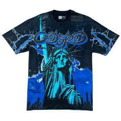 28313135 Lightning Statue of Liberty Sculpture Printed Washed Version Tee 3 colors