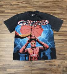 Racing Skull Vintage Washed Print Short-Sleeve T-Shirt 29035019