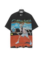 Skeleton Tennis Player Print Washed Version Tee 2 colors 28696497