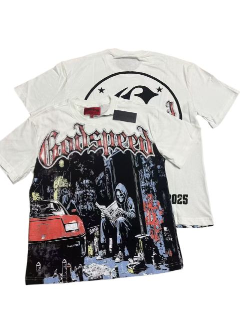 28416771 Newspaper skull Print Washed Version Tee 2 colors