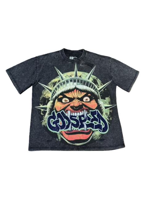 Rhinestone Logo God Statue Print Distressed Washed Version Tee 2 colors 28760692