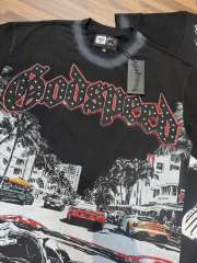 Miami sports car party rhinestone gradient distressed T-shirt 2 colors 29038229