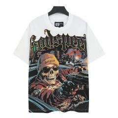 Luxury Car Skeleton Gun Print Washed Version Tee 2 colors 28696500
