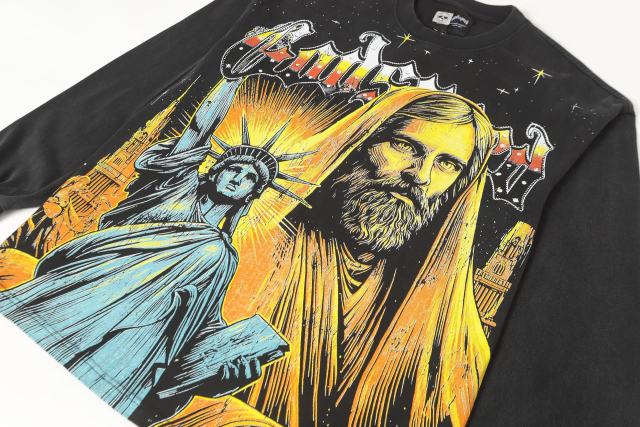 Statue of Liberty Print Washed Version Long Sleeve T-Shirt 2 colors 28691922