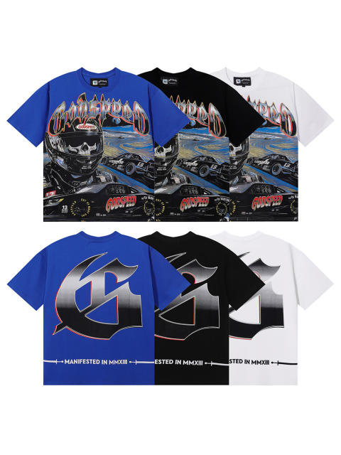 28412250 Skull Race Car Driver Print Tee 3 colors
