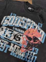 Flaming Skull No. 13 vintage washed short-sleeved T-shirt 29035026