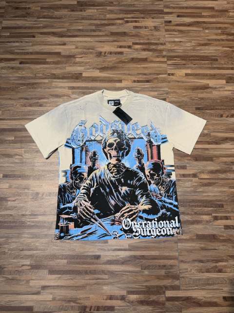 Vintage dark skeleton surgical print ripped and worn T-shirt  29035244