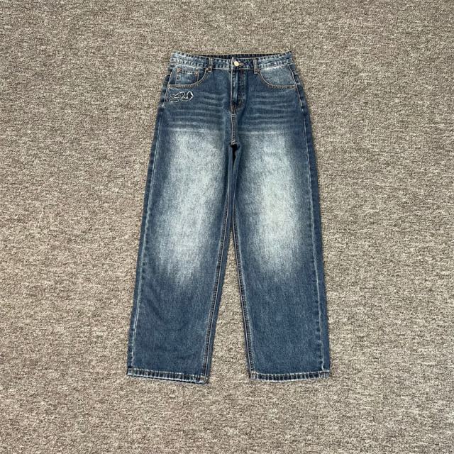 Derschutze Koi Fish Embroidered Denim Jeans