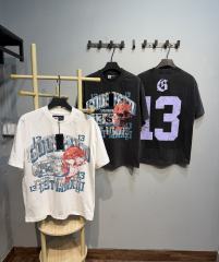 Flaming Skull No. 13 vintage washed short-sleeved T-shirt 29035026
