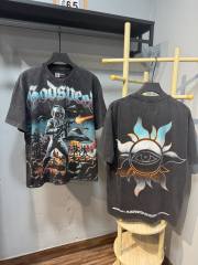 Space Warrior vintage washed printed short-sleeved shirt 29033336