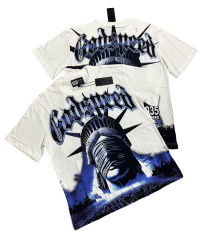 Masked Statue of Liberty Print Washed Version Tee 3 colors 28694019