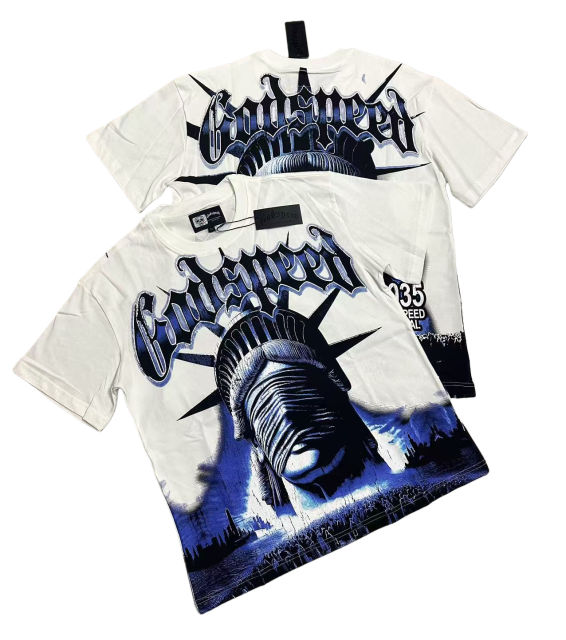 Masked Statue of Liberty Print Washed Version Tee 3 colors 28694019
