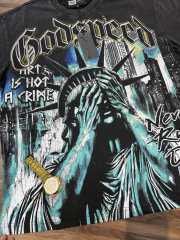 Vintage  Art Is Not A Crime  Liberty Statue Printed Distressed T-shirt 29038235