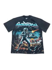 Space Warrior vintage washed printed short-sleeved shirt 29033336