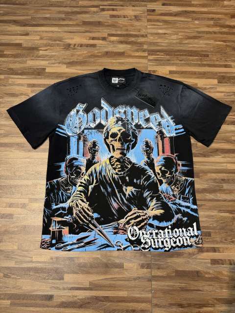 Vintage dark skeleton surgical print ripped and worn T-shirt  29035244