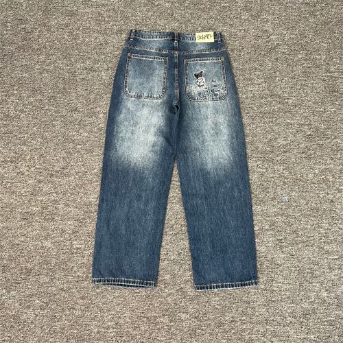Derschutze Koi Fish Embroidered Denim Jeans