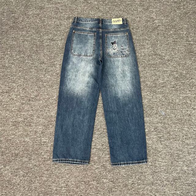 Derschutze Koi Fish Embroidered Denim Jeans