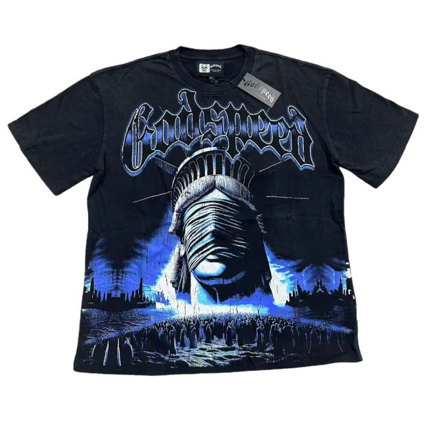 Masked Statue of Liberty Print Washed Version Tee 3 colors 28694019