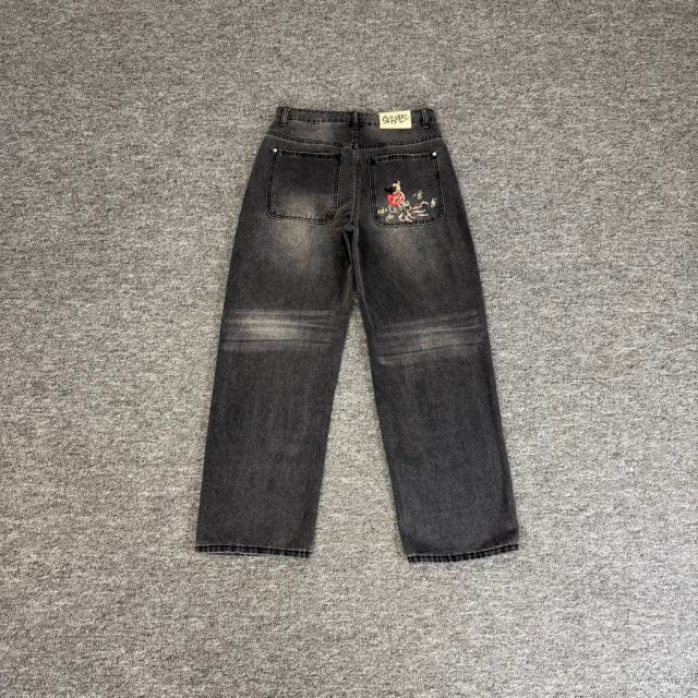 Derschutze Koi Fish Embroidered Denim Jeans