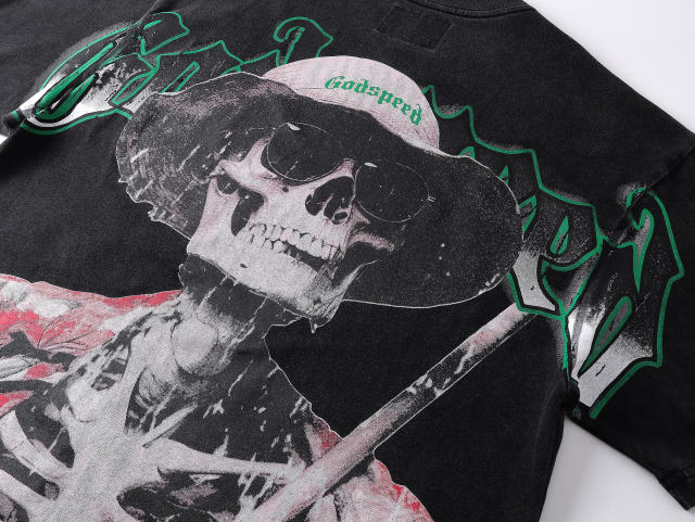 Vintage Hawaiian vacation T-shirt with distressed skull print 29044601