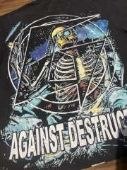 Racing car skeleton double-sided printed vintage washed T-shirt 29038204