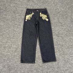 Derschutze Koi Fish Embroidered Denim Jeans