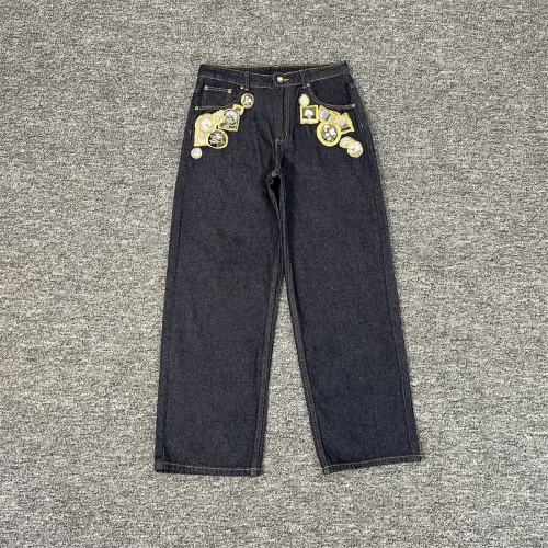 Derschutze Koi Fish Embroidered Denim Jeans