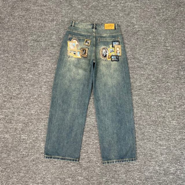 Derschutze Blossom V2 Raw Denim Sakura Embroidery Loose Straight Casual Jeans