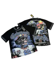 American football skull rhinestone double-sided printed vintage T-shirt 29038206