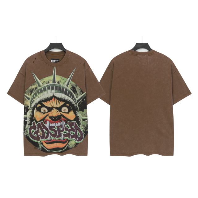 Rhinestone Logo God Statue Print Distressed Washed Version Tee 2 colors 28760692